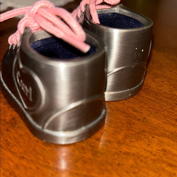 Baby  Silver Keepsake Shoe Set with Pink Laces - Picture 4 of 5